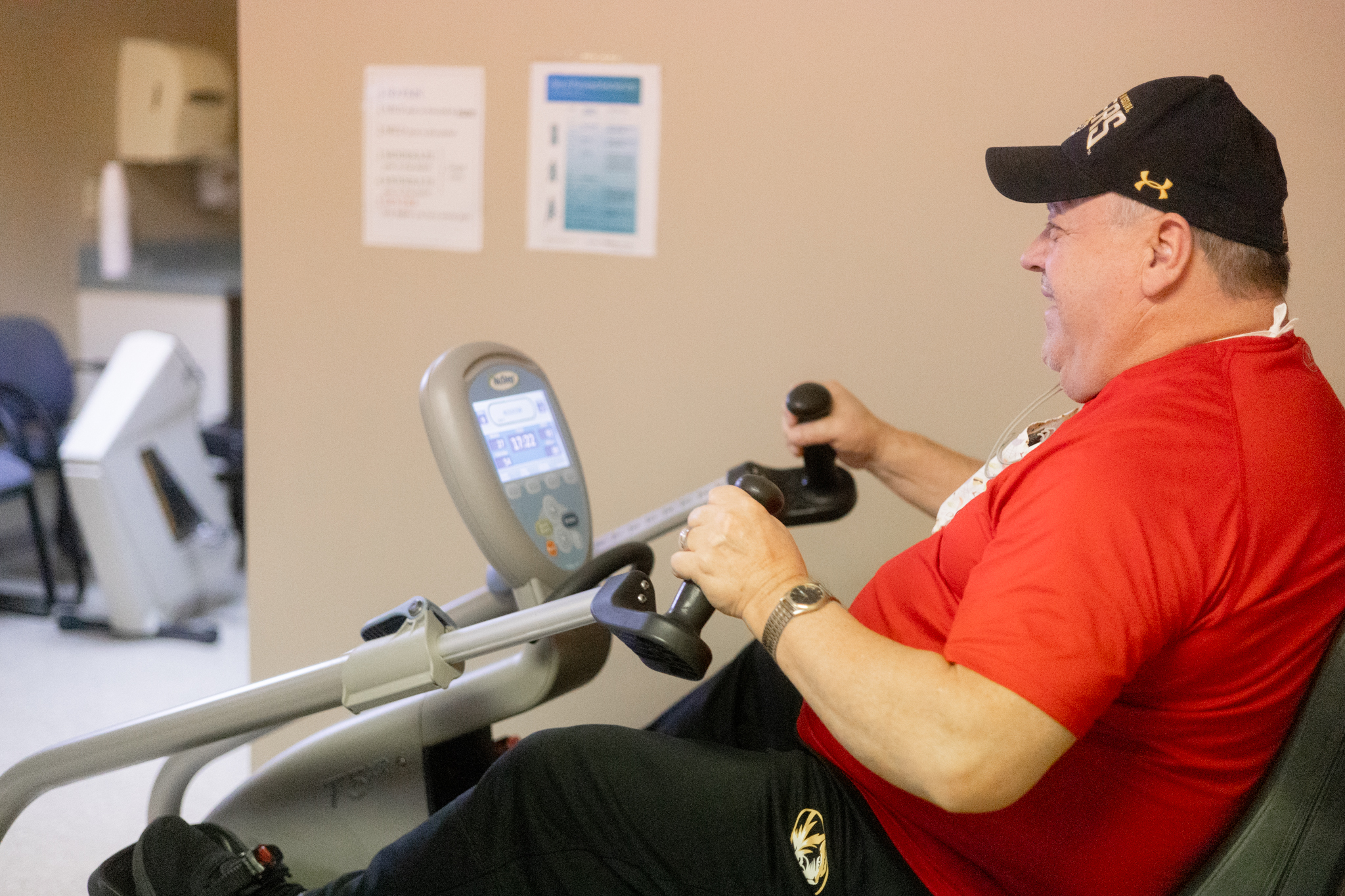 Man using stationary cycler